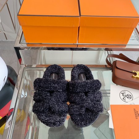 Hermes fur slippers