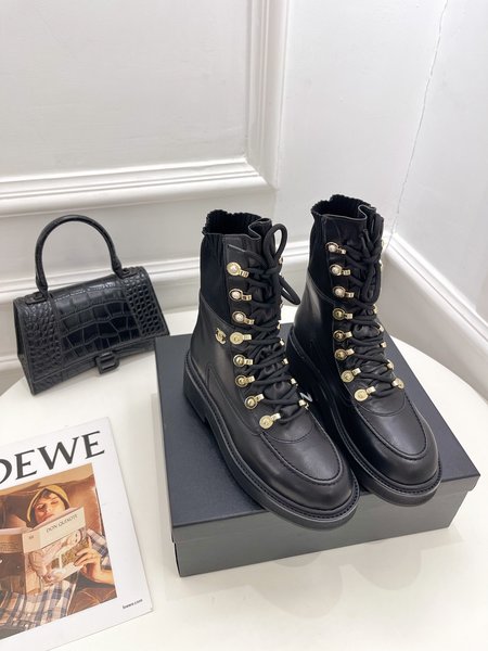 Chanel british style lace up boots