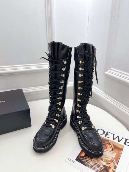 Chanel british style lace up boots