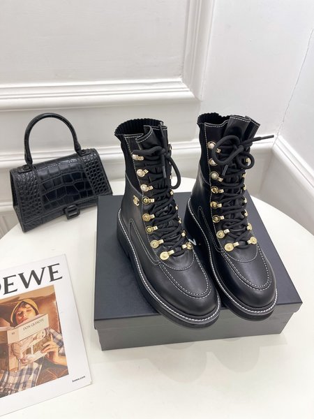 Chanel british style lace up boots