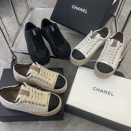 Chanel platform lace-up colorblock round toe shoes