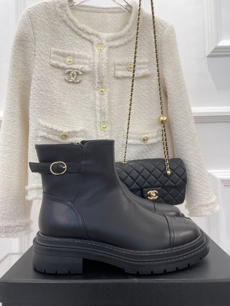 Chanel chunky heel ankle boots