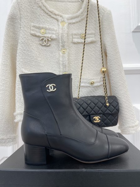 Chanel chunky heel ankle boots