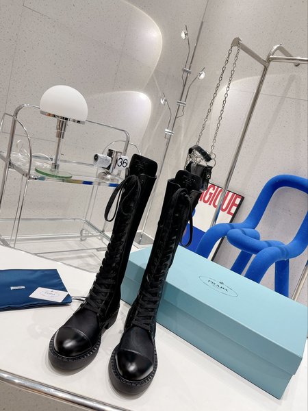 Prada lace-up back zip boots