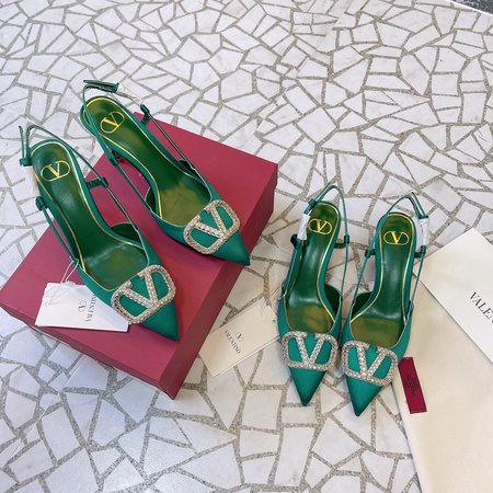 Valentino V Logo series shoes rhinestone buckle