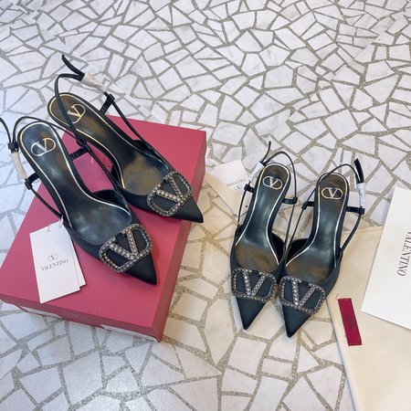 Valentino V Logo series shoes rhinestone buckle