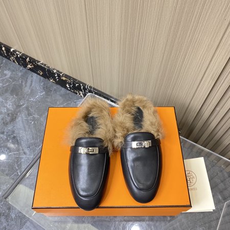 Hermes Fur mop, horsebit loafers trend