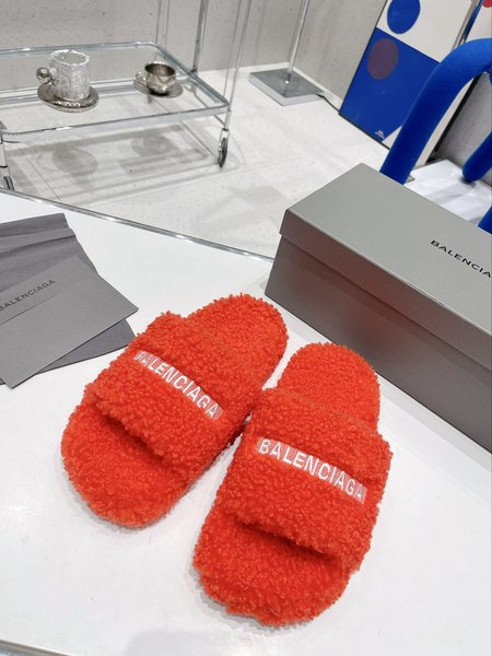 Balenciaga fur slippers