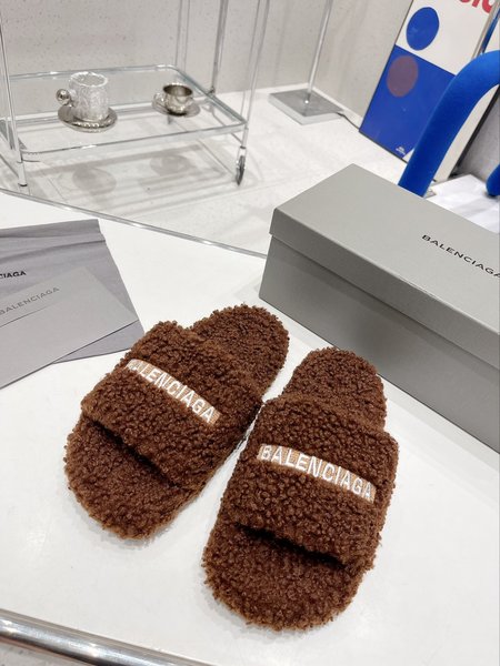 Balenciaga fur slippers