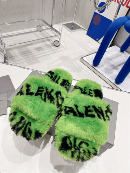 Balenciaga fur slippers