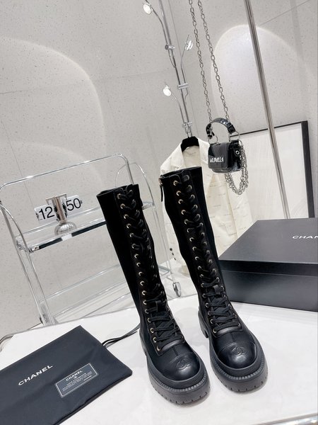 Chanel thick-soled stretch martin boots