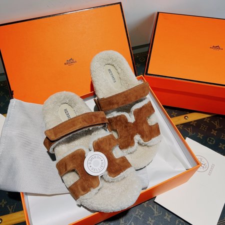 Hermes Fur slippers