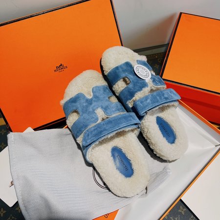 Hermes Fur slippers