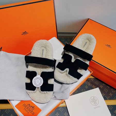 Hermes Fur slippers