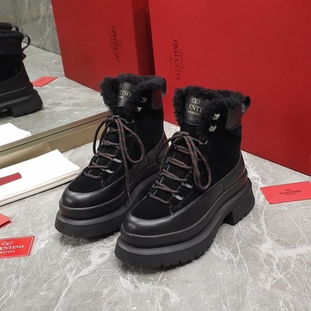 Valentino calfskin wool martin boots