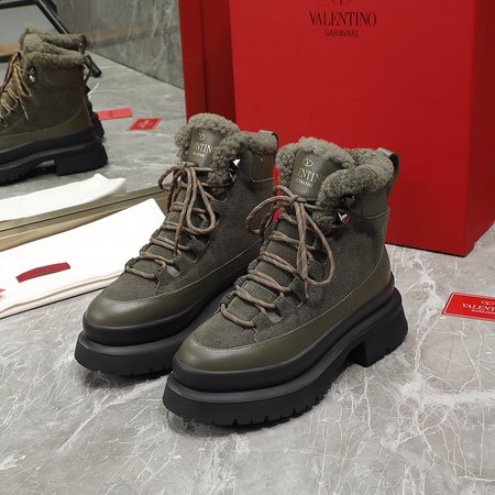 Valentino calfskin wool martin boots