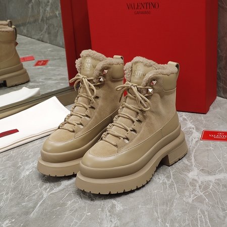 Valentino calfskin wool martin boots