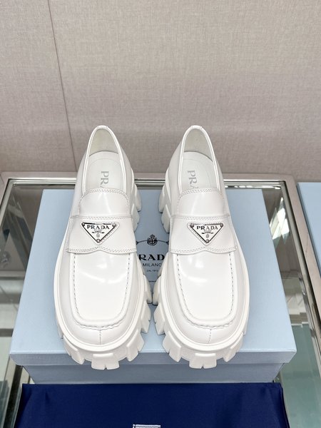 Prada platform square toe loafers