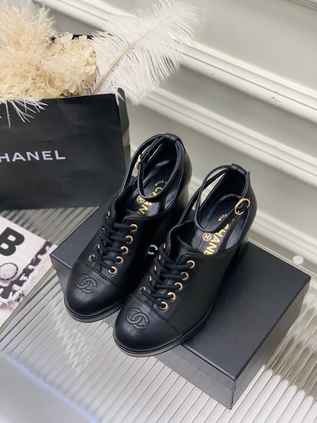 Chanel Lace up high heel shoes