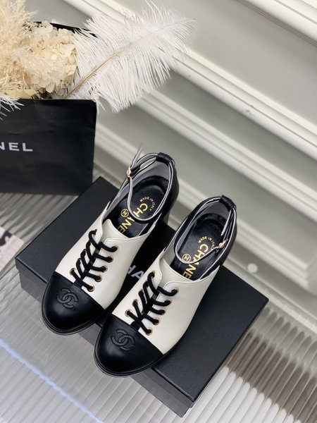 Chanel Lace up high heel shoes