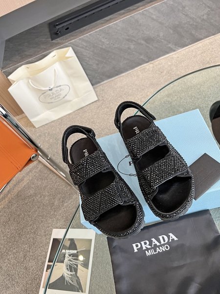 Prada beach shoes crystal sandals