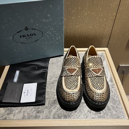 Prada Party series high-heeled satin platform loafers
