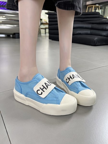 Chanel Velcro platform canvas shoes