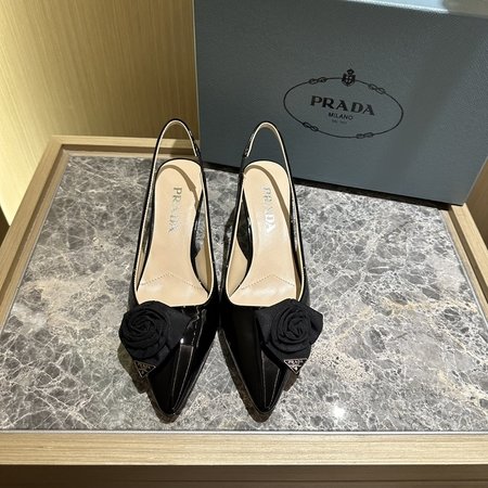 Prada Patent leather sheepskin lined back sandals