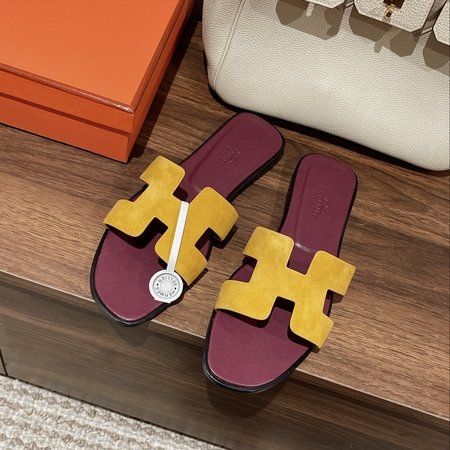 Hermes Original swift calfskin Oran sandals series H slippers