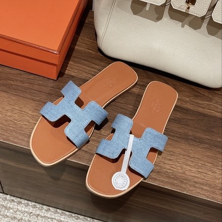 Hermes Original swift calfskin Oran sandals series H slippers