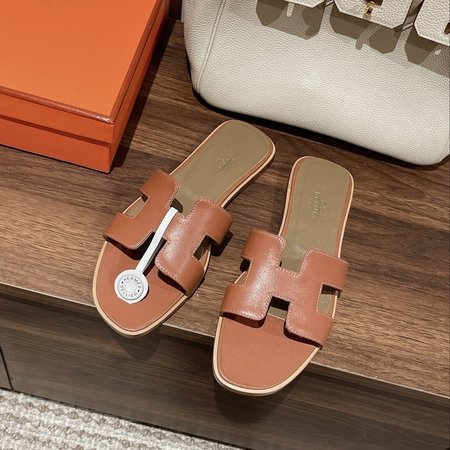 Hermes Original swift calfskin Oran sandals series H slippers