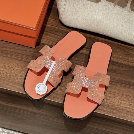 Hermes Original swift calfskin Oran sandals series H slippers