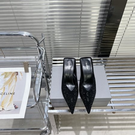 Balenciaga pointed toe high heel slippers