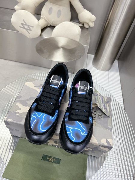 Valentino Camouflage fabric nappa leather sneakers
