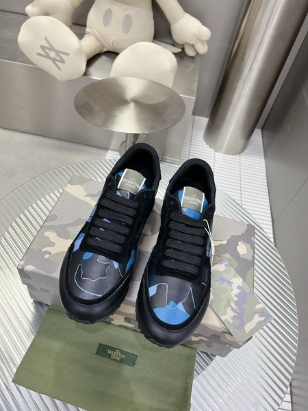 Valentino Camouflage fabric nappa leather sneakers