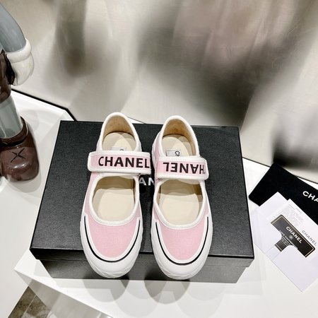 Chanel Velcro platform canvas shoes