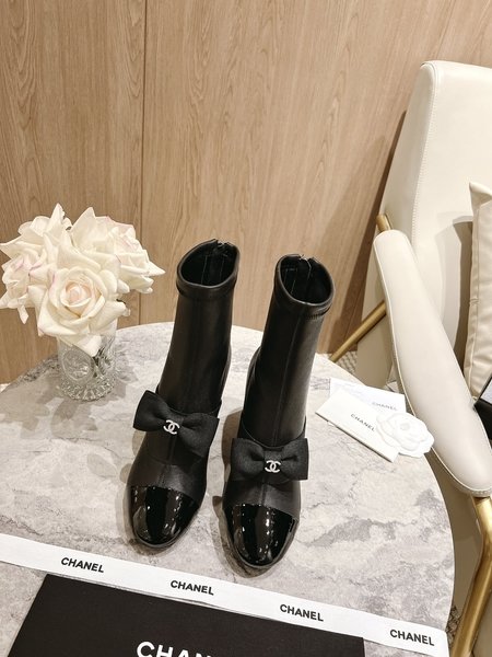 Chanel bow ankle boots