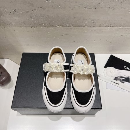 Chanel Velcro platform canvas shoes