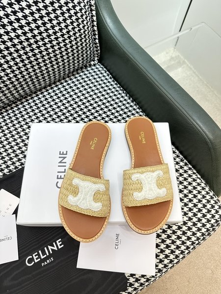 Celine straw slippers