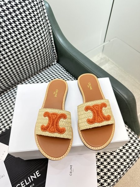 Celine straw slippers