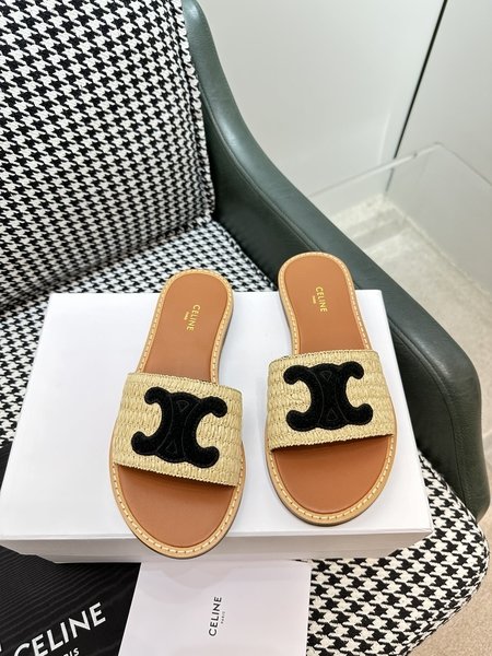 Celine straw slippers