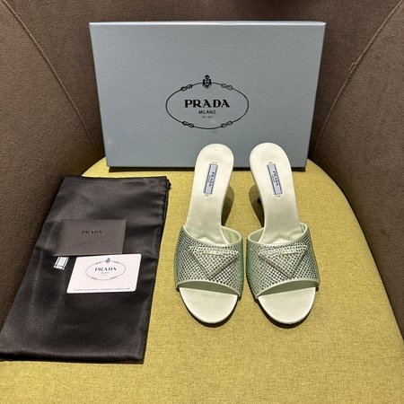 Prada Sheepskin lined satin sandals