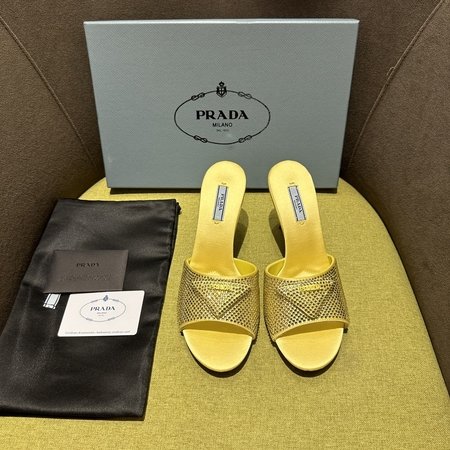 Prada Sheepskin lined satin sandals