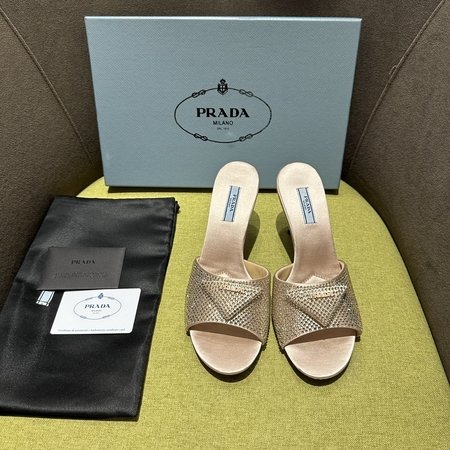 Prada Sheepskin lined satin sandals