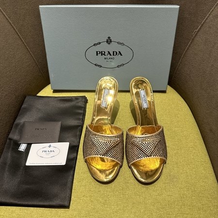 Prada Sheepskin lined satin sandals