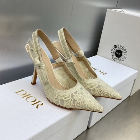 Dior High heel bow color block women s shoes