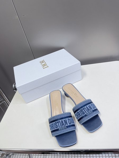 Dior classic block heel slippers