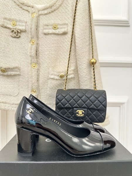 Chanel Colorblock block heel women s shoes