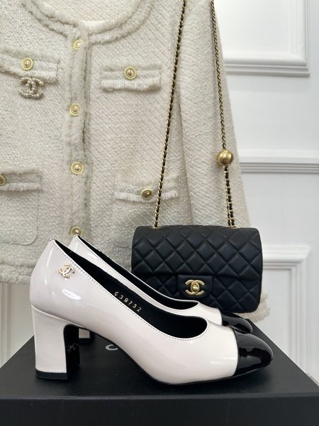 Chanel Colorblock block heel women s shoes