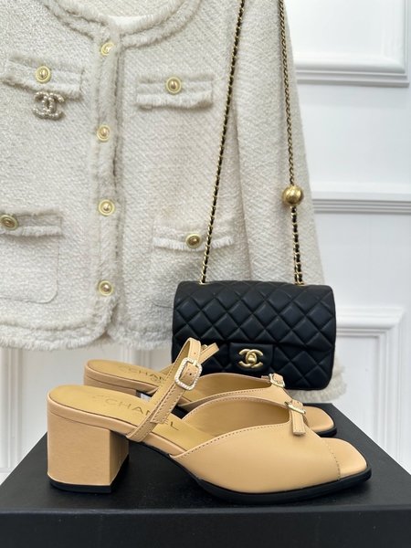 Chanel square diamond buckle sandals